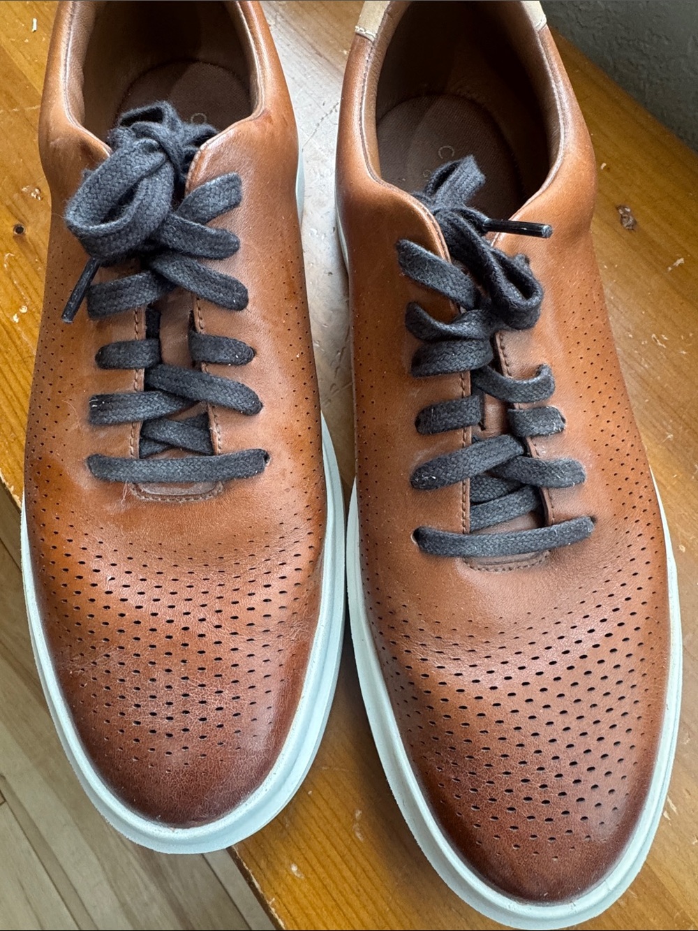 Cole Haan Men's Brown Perforated Leather Casual Sneakers